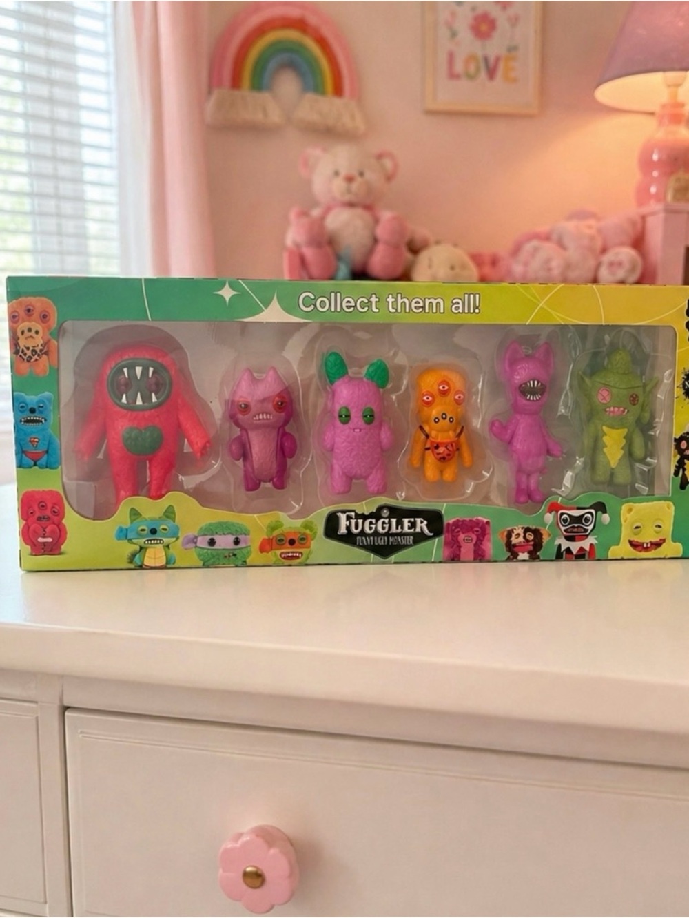 Fuggler 6-Figure Monster Set - Pink, Purple, Green & Orange
